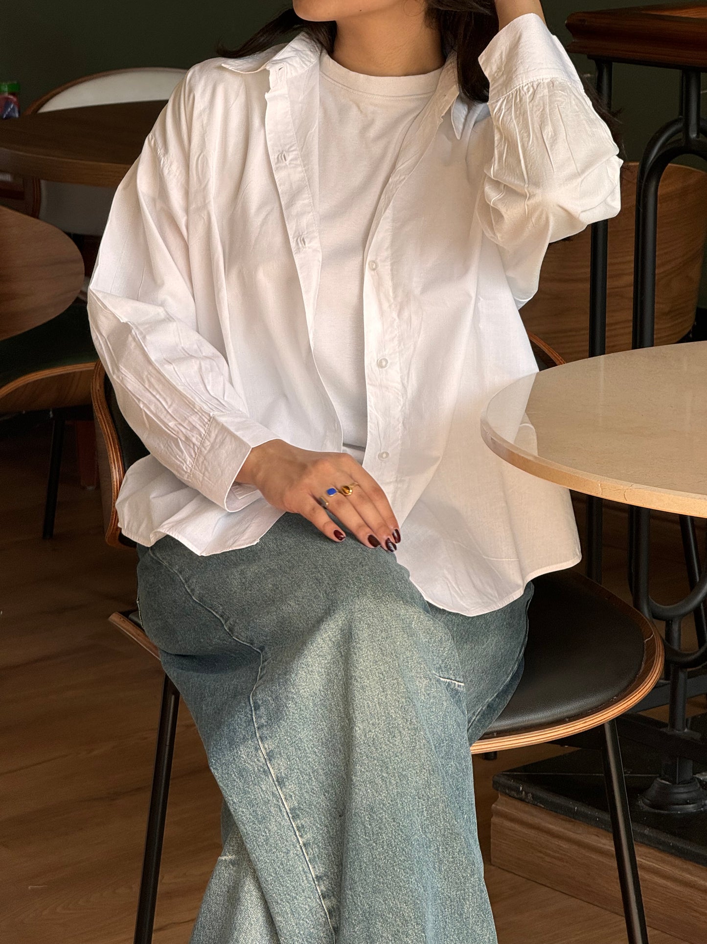 White baggy Button down