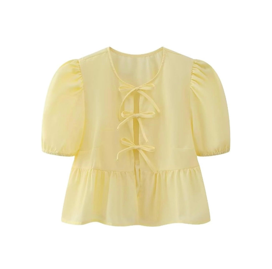 Butter Yellow Front tie top