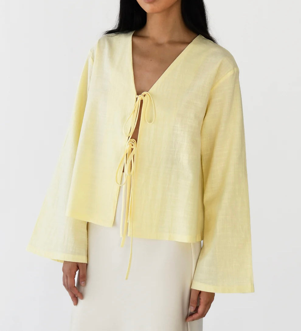 Butter Yellow Front tie Blouse