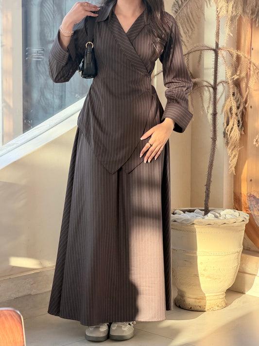 Chocolate Pinstripe Set