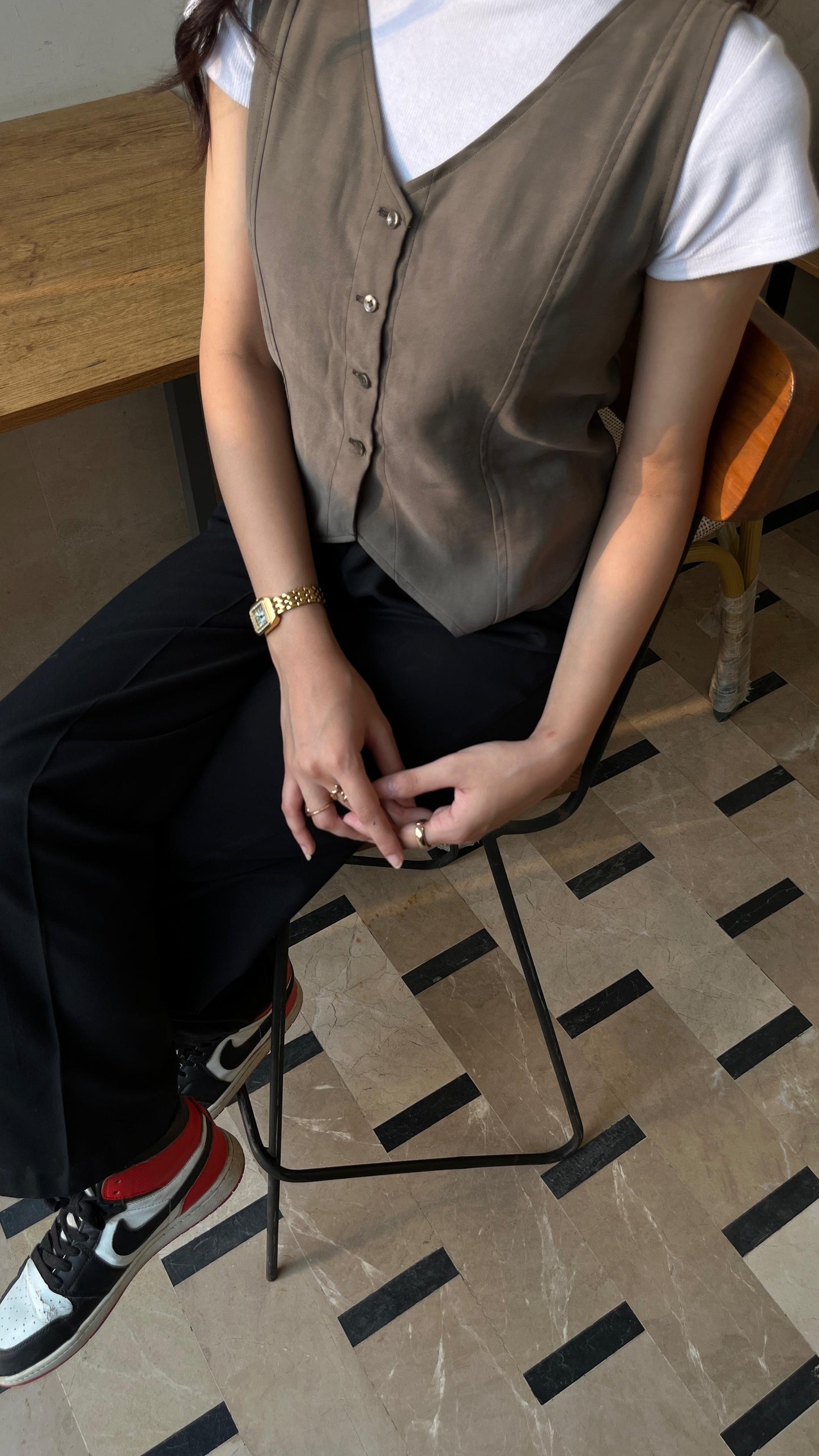 Dusty Olive Vest with corset back