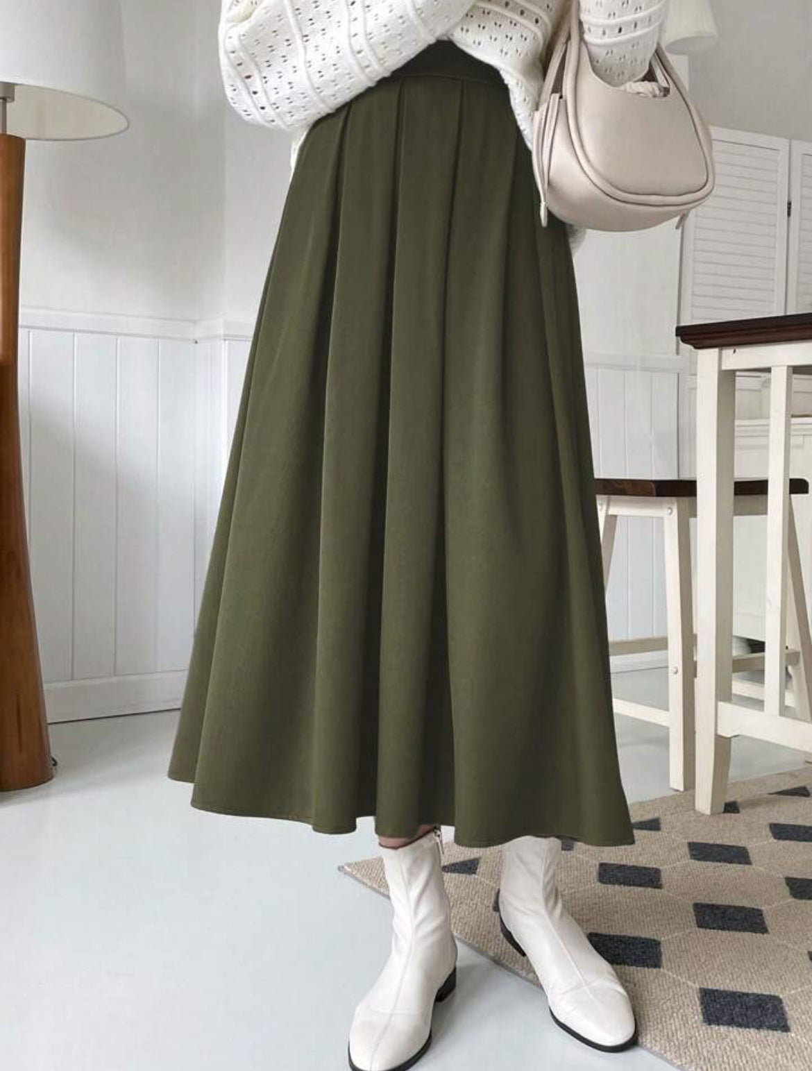 Olive pleated Skirt