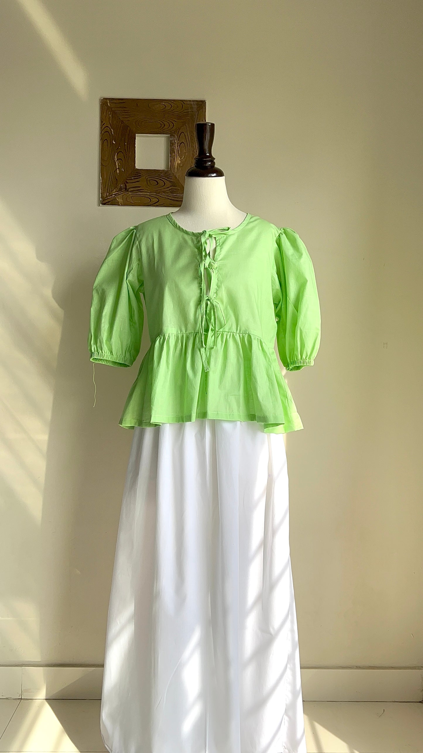 Green front tie top