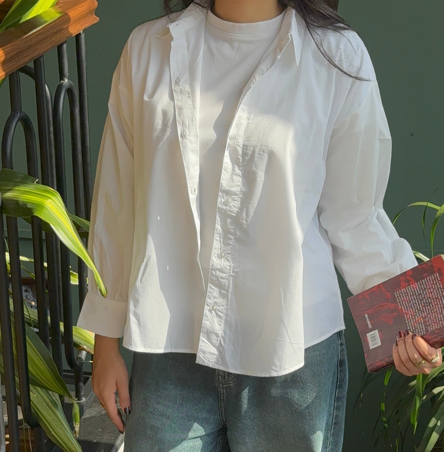 White baggy Button down