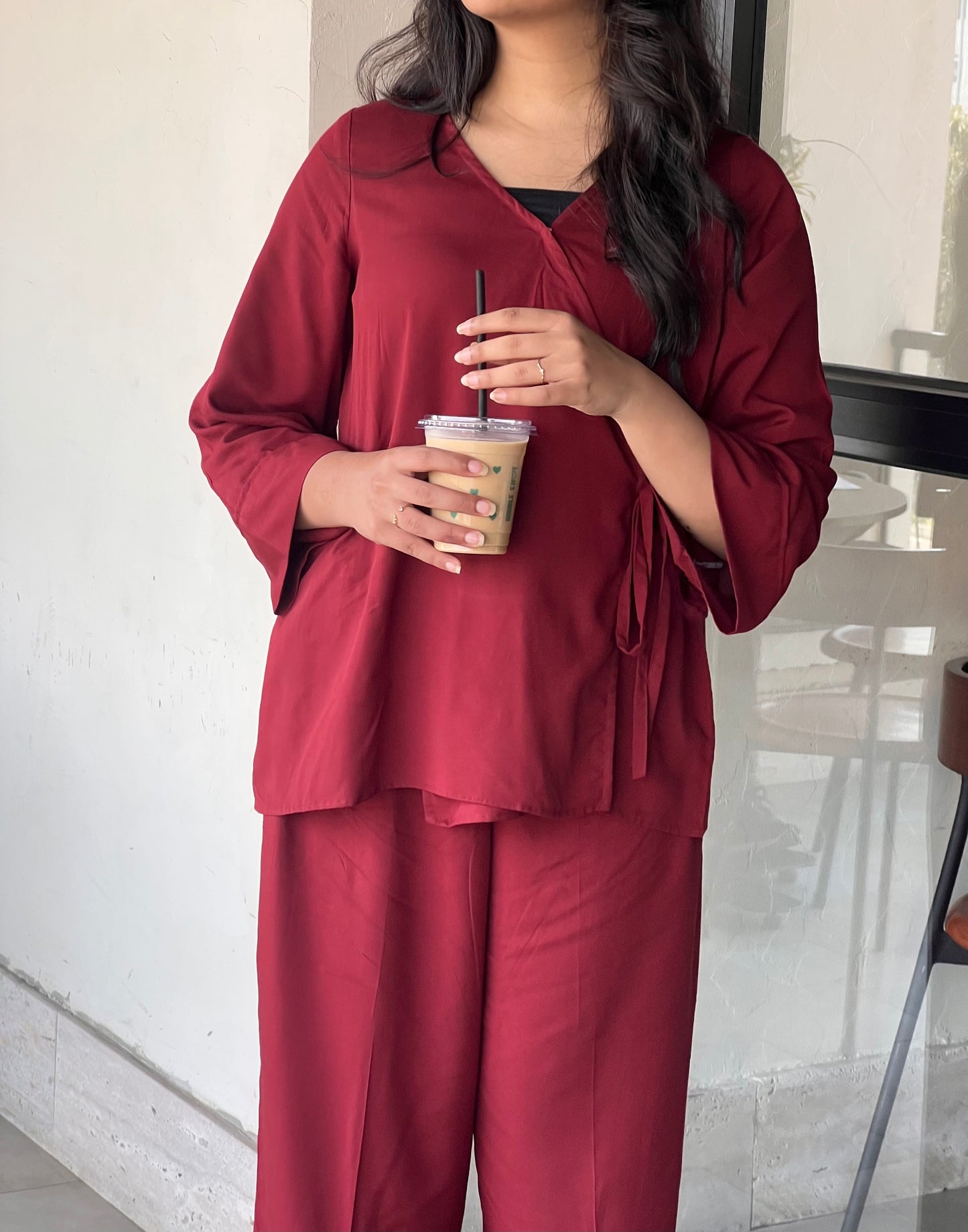 Maroon Wrap Co ord