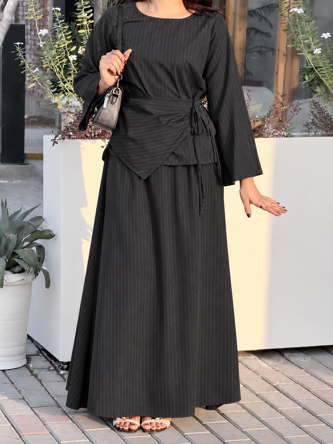 Ash black knot Pinstripe Co-ord Set