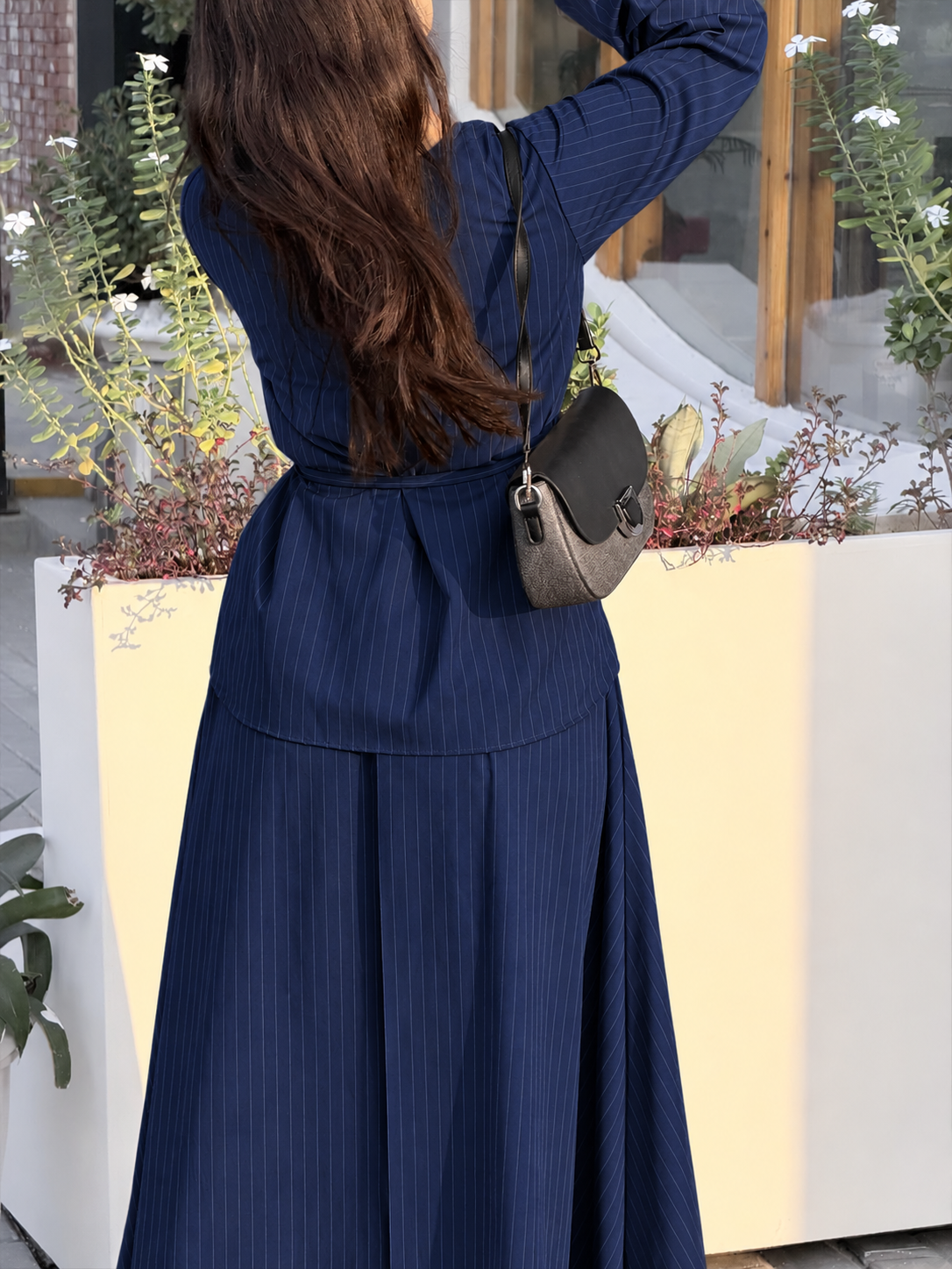 Navy Blue knot Pinstripe Co-ord Set