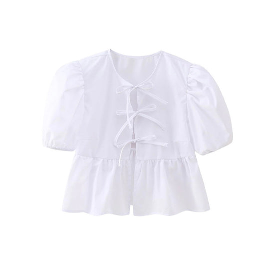 White front tie top