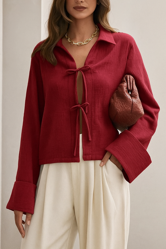 Lace up Maroon shirt