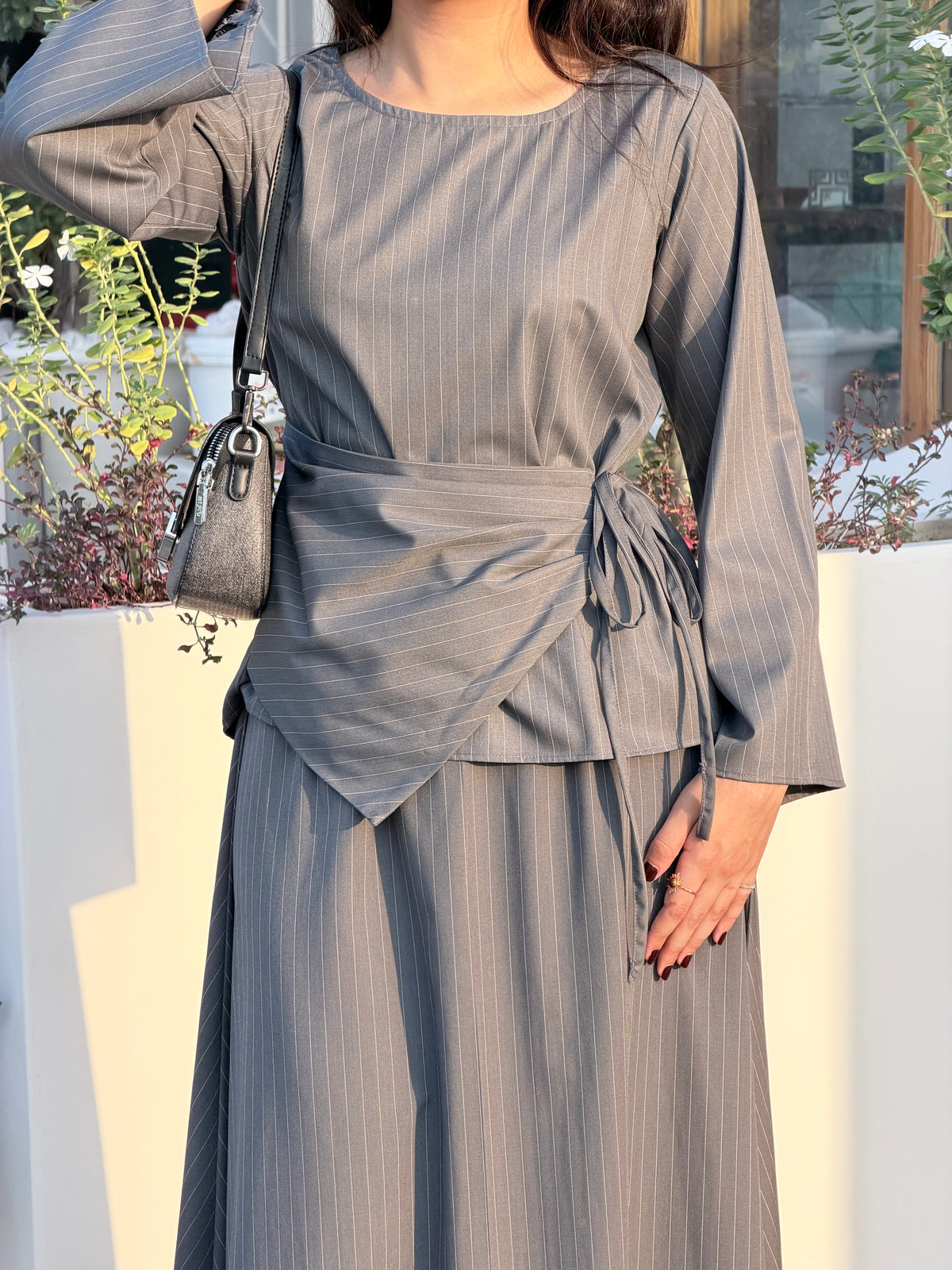 Grey knot Pinstripe Co-ord Set