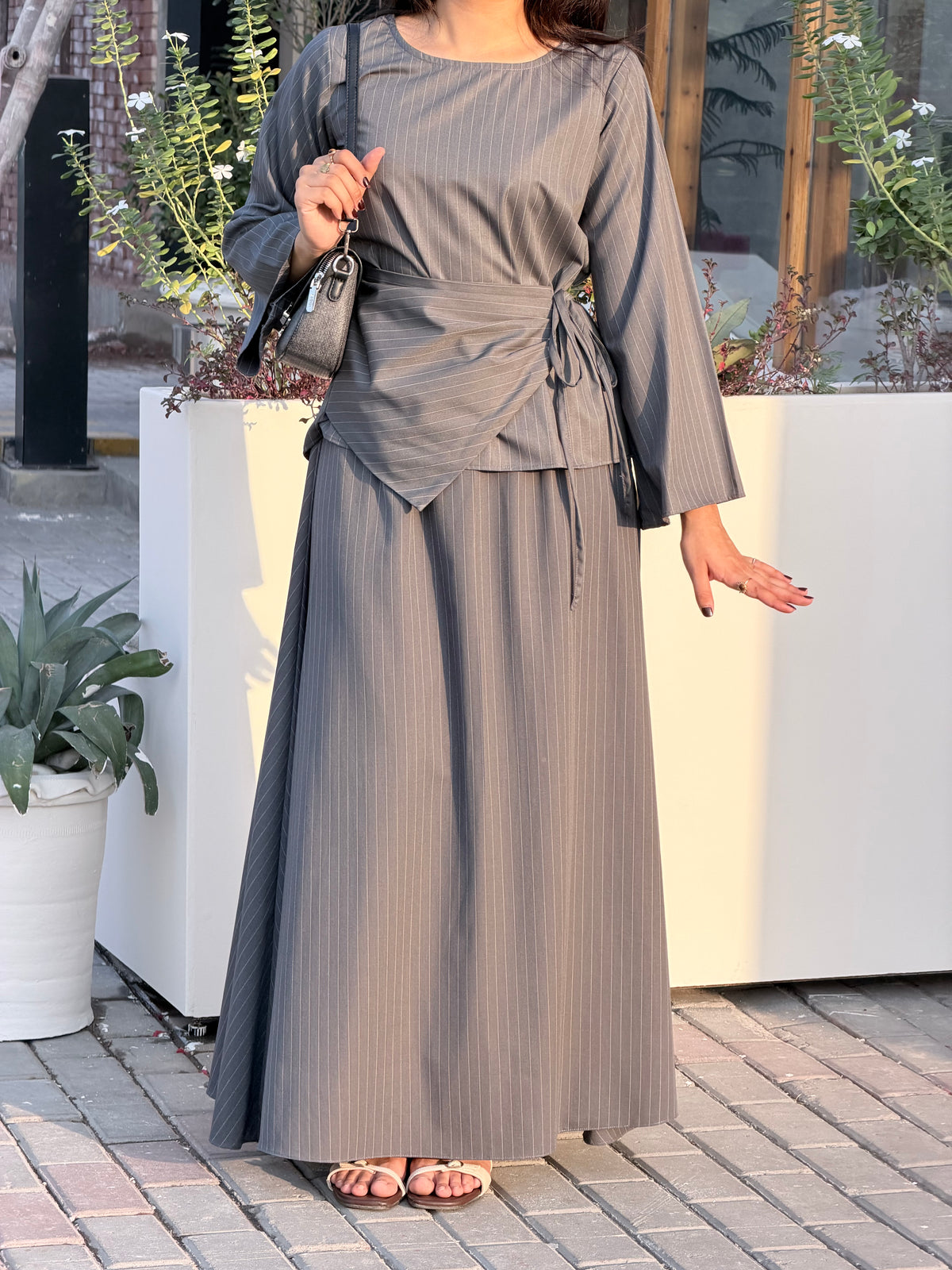 Grey knot Pinstripe Co-ord Set