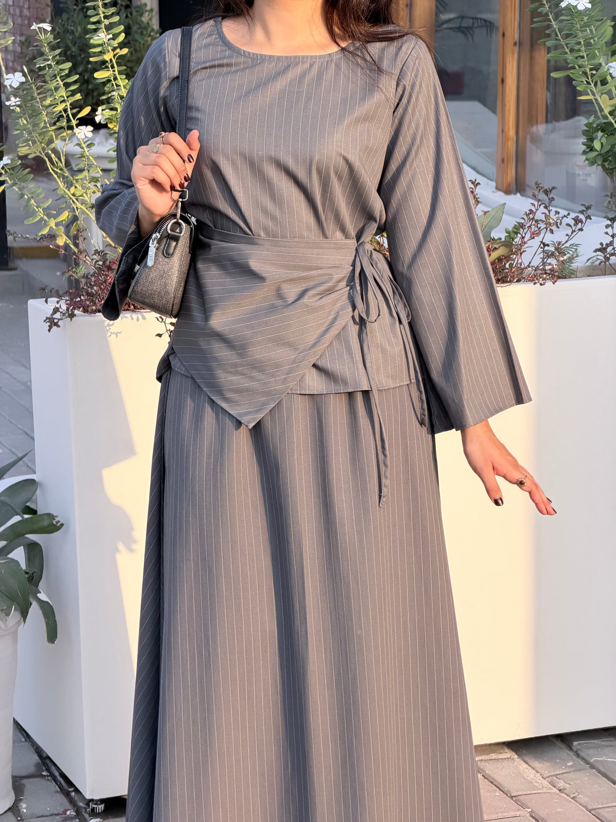 Grey knot Pinstripe Co-ord Set